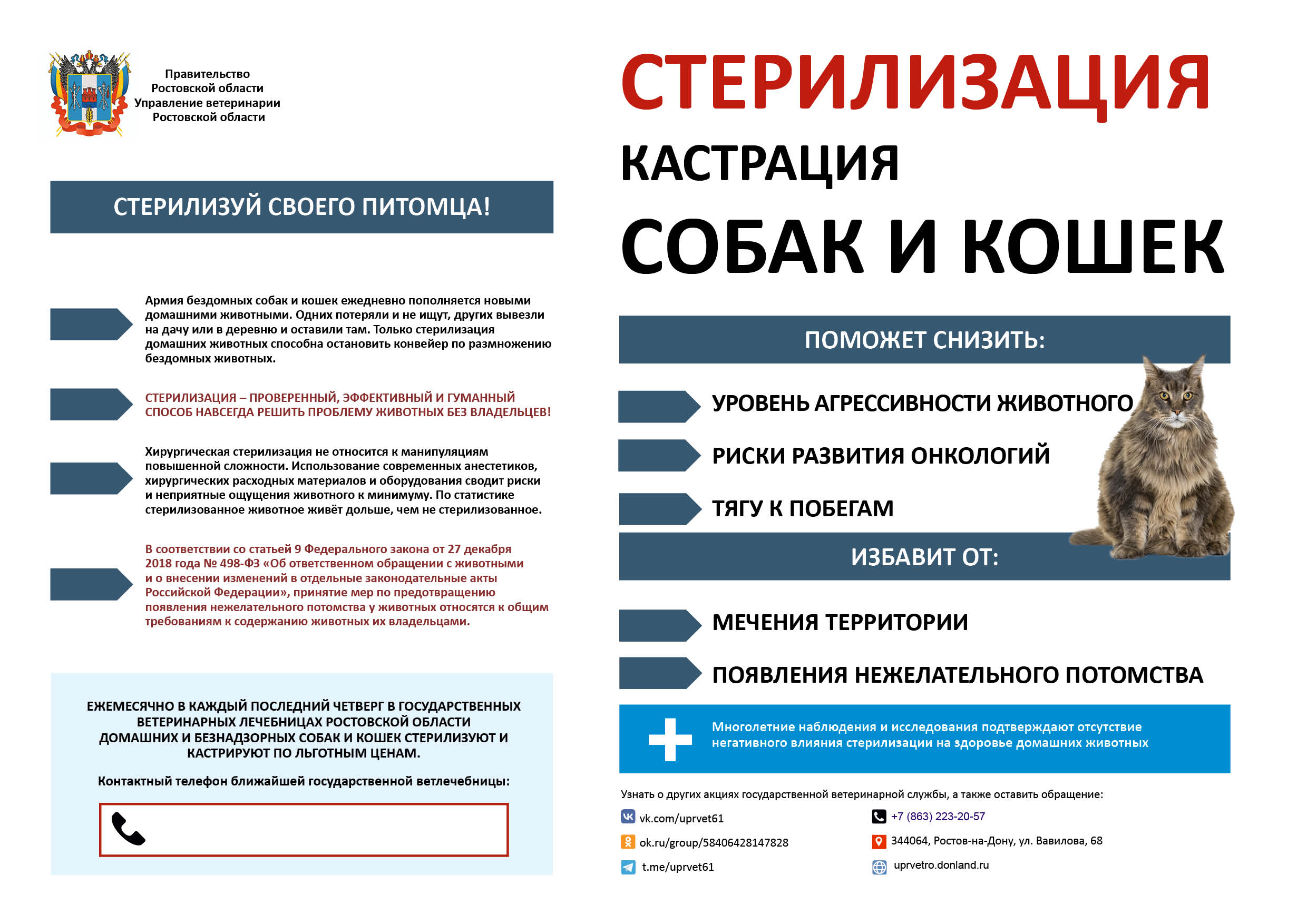 Батайчанам разъясняют правила содержания и выгула домашних животных, а  также по их стерилизации